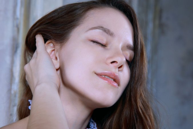 Flamy Nika enticing spread legs peeks through her corset lace as she teases her hairy pussy — Flamy Nika #7
