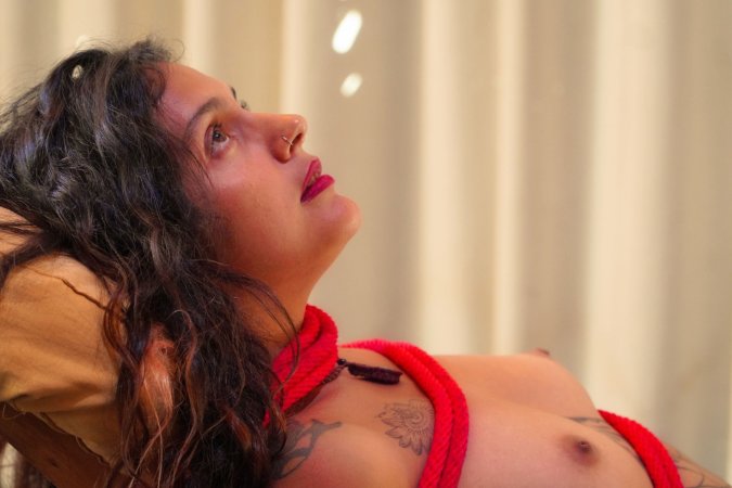 Noelia B intense masturbation with dildo in chair and red plug — Noelia B #3