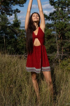 Foxy Alissa teases in a thin dress riding her pussy outdoors — Foxy Alissa #1