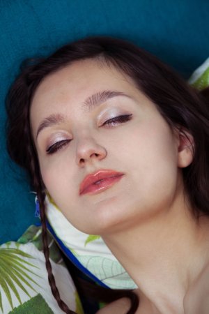 Adeline taunts in lace before revealing her hairy pussy and erect nipples — Adeline #15