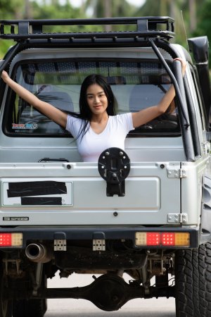 Kahlisa on a Roadtrip Strips, Finger Plays Hairy Pussy in Open Air — Kahlisa #1