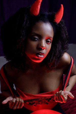 Sukki T seductively spreads her silky thighs to tease with wild curls in a devilish Halloween cosplay — Sukki T #3