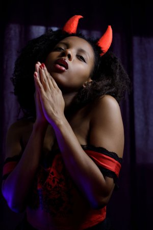 Sukki T seductively spreads her silky thighs to tease with wild curls in a devilish Halloween cosplay — Sukki T #4