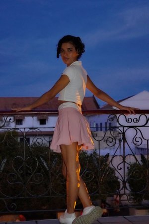 Sassy Sofia GH display hairy pussy outdoors in tennis shirt sneakers mini skirt — Sofia GH #1