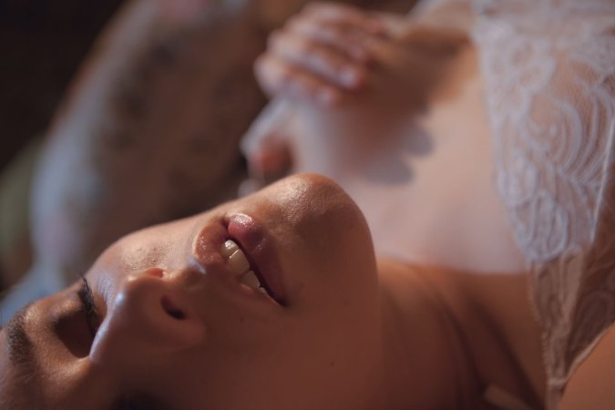 Emily J restless hands find pleasure as sheouches her breasts and melts her mound — Emily J #5