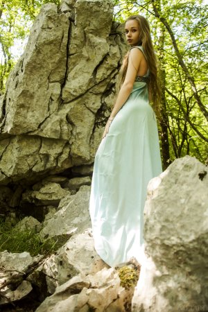 Milena D strips naked in the forest and bares her bushy pussy in the grass — Milena D #1